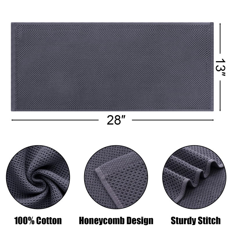 Kitinjoy 100% Cotton Waffle Weave Kitchen Towels, 4-Pack Super Soft and Absorbent Dish Towels for Drying Dishes, Kitchen Hand Towels, 13 in x 28 in, Dark Grey - Image 2